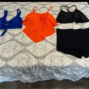 SHEIN Women's Swimwear Set - Blue, Orange, Black